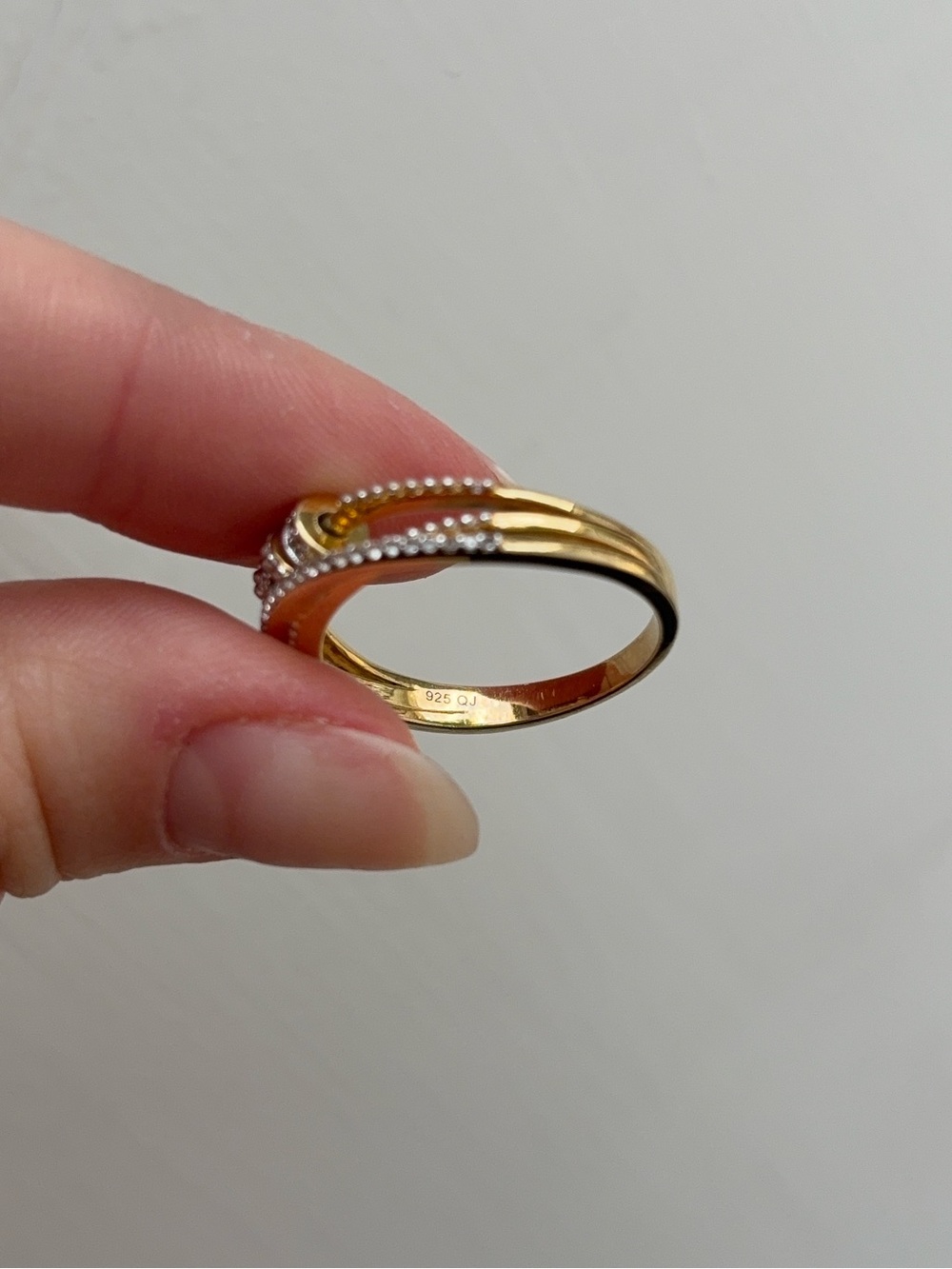 Gold Vermeil White Topaz Spinner Fidget Ring - Picture 6 of 8